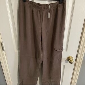 Chico's Brown Modal Blend Elastic Waist Wide Leg Capri Beach Pant Sz 0 (us Sm)